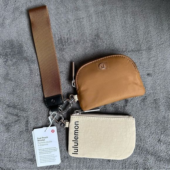 lululemon athletica Handbags - NWT Lululemon Dual Pouch Wristlet - Trench/ Burnt Caramel/ Black